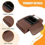 Car Armrest Cushion, 5-in-1 Nappa Leather Vehicle Centre Console Cover with 2 Storage Pockets, Cup Phone & Phone Holder, Multifunctional Auto Organiser Accessories, Universal Fit (Coffee)