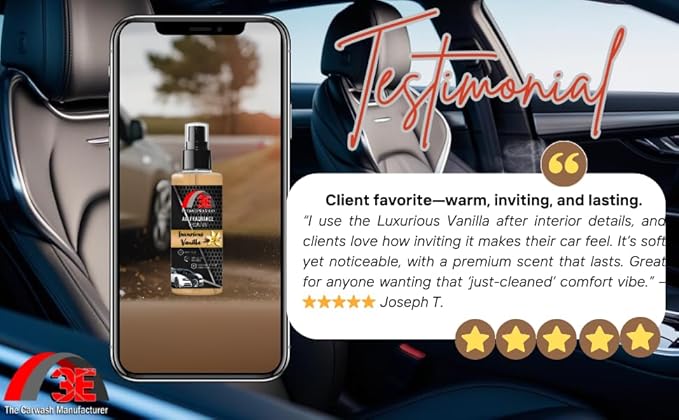 3E Car Air Freshener Concentrate – 64 oz – Professional Automotive Fragrance – Multiple Scents (Vanilla)