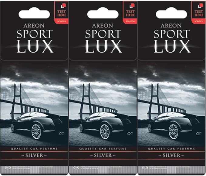 Areon Sport Lux - Luxury Hanging Car Air Freshener - Silver Scent (Pack of 3)