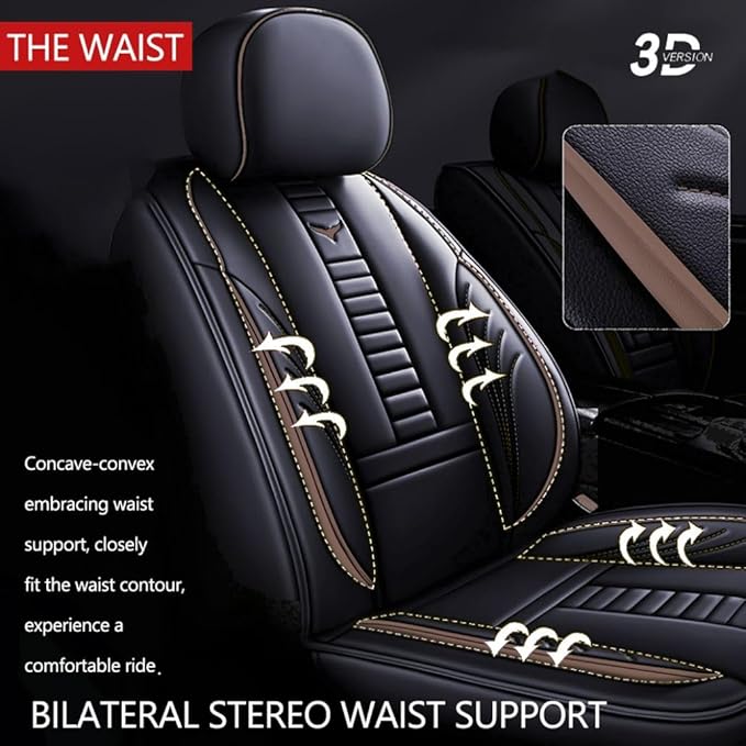 for Toyota RAV4 2008-2025 Car Seat Covers, Full Coverage Customized Seat Covers Premium Leather Waterproof Stain-Resistant Easy to Install (Full Set with Pillows, Black&Coffee)