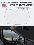 Proadsy Windshield Sun Shade for 2015-2025 2026 Ford Transit 4-Layer Foldable Front Sunshade Protector Sun Visor Blocks UV Rays Keep Car Cooler
