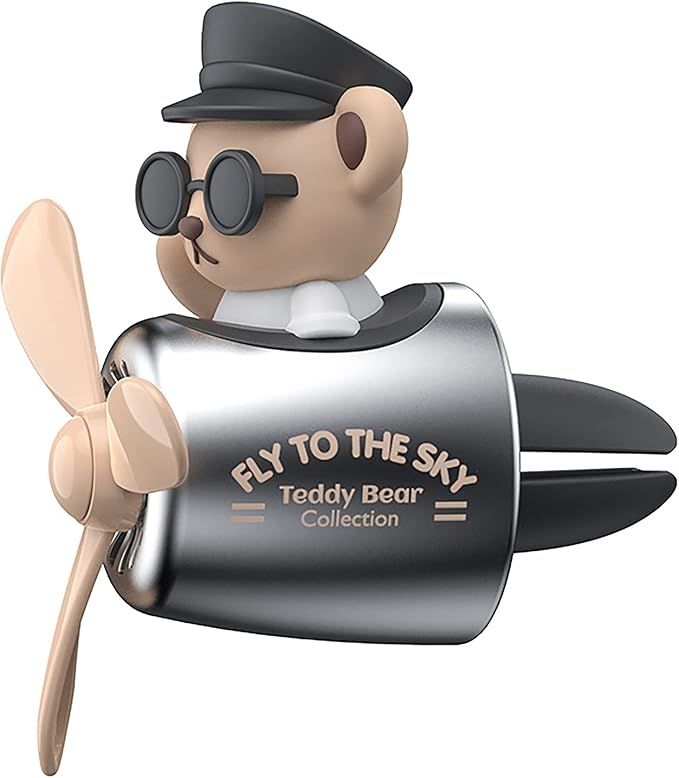 Car Air Freshener Cute Cartoon Teddy Bear Pilot Car Diffuser Rotating Propeller Automotive Air Outlet Fan Creative Car Perfume Decoration Cool Car Accessories