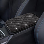 Bling Bling Car Armrest Cover Auto Center Console Protective Cover Luster Crystal Rhinestone Car Arm Rest Cushion Pad Car Interior Accessory (Black 2)