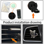 Cute Diamond Cat Air Vent Clip Air Conditioning Outlet Clip Car Air Freshener Clip Charm Car Inter Decor Accessories (Grey)