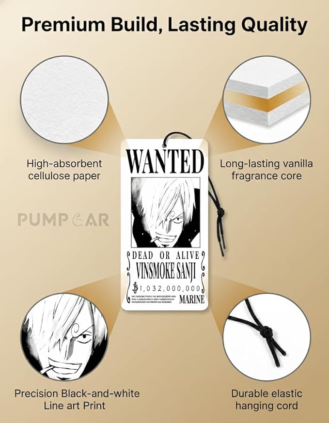 PumpCar 2 pieces Sanji double-sided hanging Japanese anime vanilla-scented One Piece car air freshener Cool anime hanging air fresheners for rearview mirror Car Interior Accessories Household Gifts