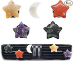 Boho Car Decor,Stars Moon Air Vent Clips,Refillable Car Fresheners,5pcs Natural Crystal Stone Hippie Dashboard Decorations Accessories,Best Wishes for Lover and Friend