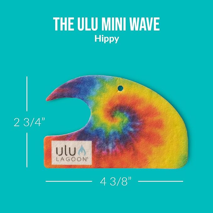ulu Lagoon Hanging Car Air Freshener | Tropical Beach Coconut Surf Wax Scent Mini Wave | Long Lasting Car Freshener, Closet and Beyond | Made In USA | 3 Pack (Hippy)