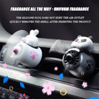 Car fragrance diffuser pilot car air outlet fragrance diffuser cartoon rotating fan leaf car perfume cute cartoon shape car perfume air freshener with 2 fragrances (rabbit 1)