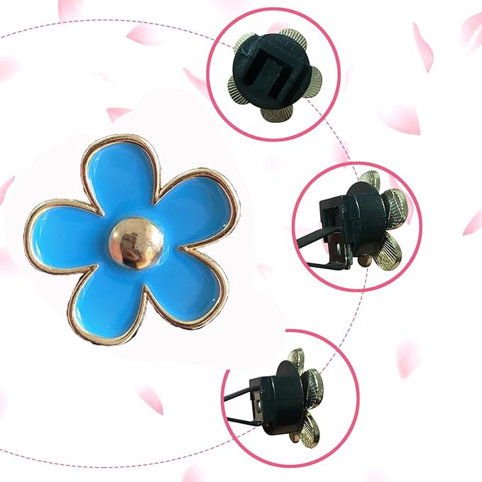 4PCS Daisy Flower Air Vent Clip Air Conditioning Outlet Clip Car Air Freshener Clip Car Interior Decor Charm Colorful Car Interior Accessories for Girls Women (Blue)