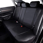 Flying Banner car seat Covers Protects Water Proof Faux Leather Carbon Fiber Front and Rear Bench (Black Black, Full Set - 9PCS)