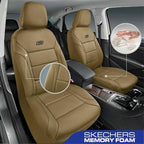 Skechers Memory Foam Car Seat Covers,Lycra Fabric Seat Covers, Car Seat Covers Front Seats Airbag Compatible, Automotive Comfort Protection for Most Cars,Trucks, SUVs(Brown)