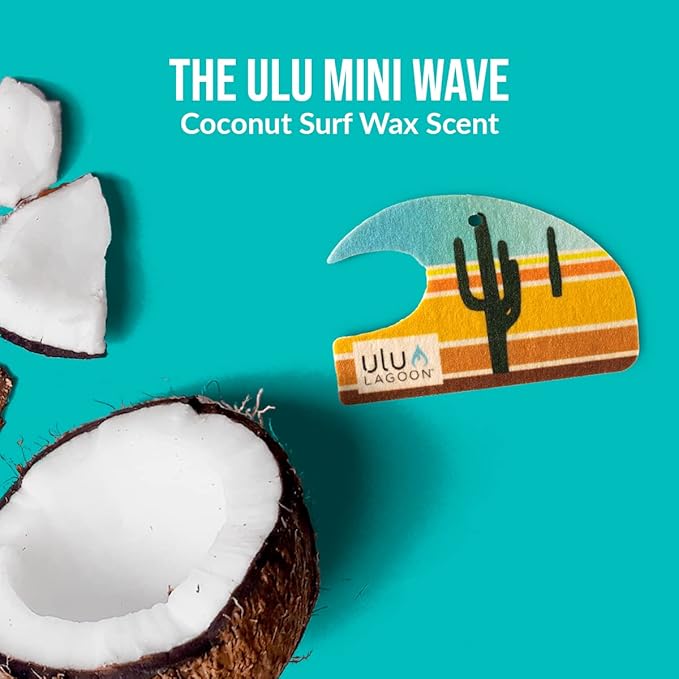 ulu Lagoon Hanging Car Air Freshener | Tropical Beach Coconut Surf Wax Scent Mini Wave | Long Lasting Car Freshener, Closet and Beyond | Made In USA | 3 Pack (Desert)