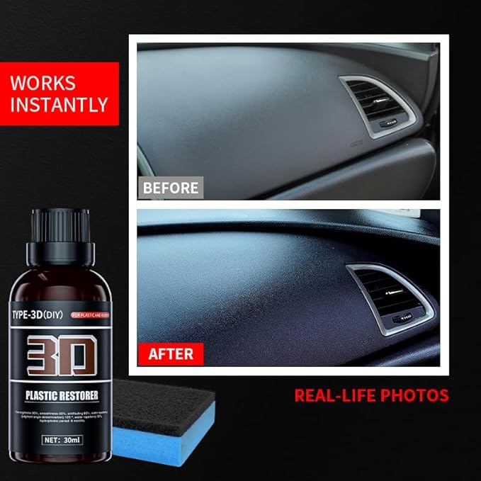 Plastic Restorer for Cars - Black Trim Restorer & Ceramic Coating,Long-Lasting,Non-Greasy Ceramic Coating for Car Plastics,Restores Faded Exterior & Interior Trim, Resists Water,UV 30ml