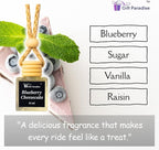 Blueberry Cheesecake Car Air Freshener – Set of 3 Dessert-Inspired Hanging Diffusers with Wooden Cap & Premium Velvet gift bag(10ml Each, Long Lasting, Non-Toxic)
