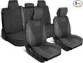 Cat® Edge Deluxe Faux Leather Car Seat Covers – Full Set (2 Front + 1 Rear Bench) – Semi-Custom Universal Fit, Two-Tone Black – Rugged Automotive Interior Covers for Cars, Trucks & SUVs
