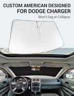 Proadsy 2026 Upgrade Front Windshield Sun Shade Foldable Sunshade Protector Custom Fit 2006–2010 Dodge Charger Accessories