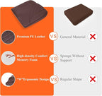 kingphenix Premium Car Seat Cushion, Memory Foam Driver Seat Cushion to Improve Driving View- Coccyx & Lower Back Pain Relief - Seat Cushion for Car, Truck, Office Chair (Leather Brown)