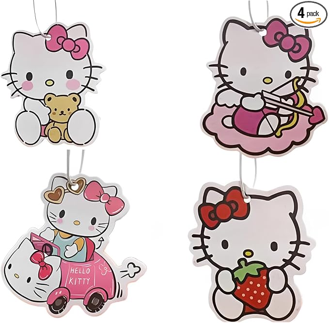 4 Pack Cute Car Air Freshener - Hanging Fresheners for Car Interior & Room Decorations, Funny Decor (Strawberry)