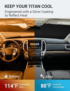 Proadsy 2026 Upgrade Windshield Sun Shade Custom Fit 2020-2024 Nissan Titan Foldable Front Sunshade Protector Sun Visor Blocks UV Rays Keep Car Cooler