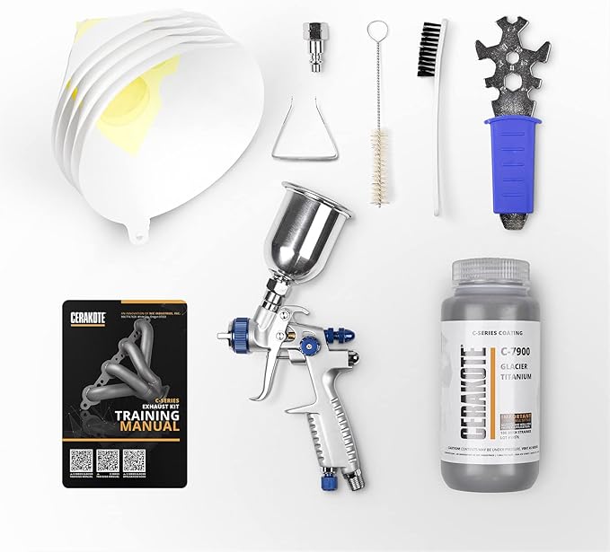 CERAKOTE® Glacier Titanium Coating Kit (C-7900 16 oz.) - Everything Needed to Spray Cerakote - Air Cure - Durable, High Temp Performance Ceramic Coating (1800°F Rating)