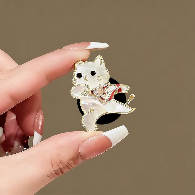 Cat Car Vent Clip,Cute Pink Heart Cat Car Air Freshener,1pc Kawaii kitty Car Decor,Pearl White Encourage Cat Interior Accessories for Women Girl,Refillable Diffuser