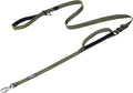 Hotsky Double Handle Dog Leash for Large Medium and Small Breed Dogs that Pull,Adjustable Nylon Heavy Duty Dog Leash with Car Seat Belt for Walking and Training,ArmyGreen,4.5-6 FT
