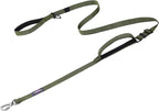 Hotsky Double Handle Dog Leash for Large Medium and Small Breed Dogs that Pull,Adjustable Nylon Heavy Duty Dog Leash with Car Seat Belt for Walking and Training,ArmyGreen,4.5-6 FT