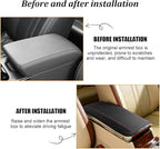 Car Center Console Cover, PU Leather Vehicle Armrest Seat Box Cover Protector, Comfortable Automotive Interior Arm Rest Cushion Pad Accessories, Universal for SUV Sedan Truck (Black/Pink)