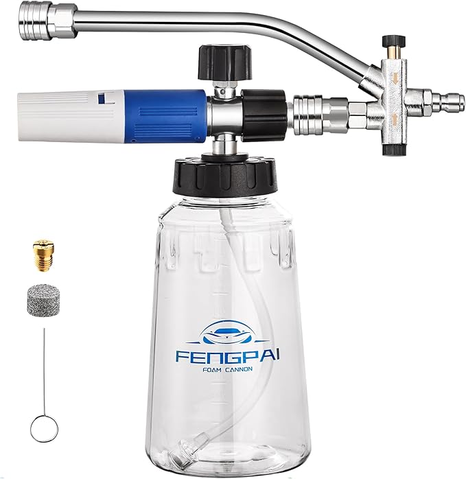 Foam Cannon for Pressure Washer with Dual Connector Accessory, FENG PAI Dual Lance Soap Cannon, Double Tip Soap Attachment for Foam Blaster, 1/4" Quick Connect, 3600 PSI