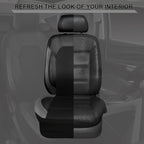 CAR PASS Leather Seat Covers, Automotive Sport Car Seat Cover Super 5mm Composite Sponge Inside, Airbag Compatible Universal Fits Most Cars, SUVs, Trucks and Vans (Full Set,Black & Gray)