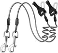 Dog Seat Belt for Car, Chew Proof Dog Leash 2 in 1 Steel Cable with Elastic Bungee Buffer Doggie Seatbelt Harness Latch Bar Attachment Heavy Duty Seat Belt for Dogs in Car for Medium Large