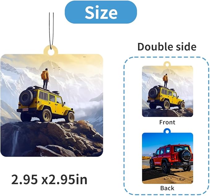 Personalized Photo Car Air Freshener – Custom Double-Sided Print – Fresh Linen Scent – Eco-Friendly, Long-Lasting Fragrance – For Family, Friends, Lovers (Square-HL)