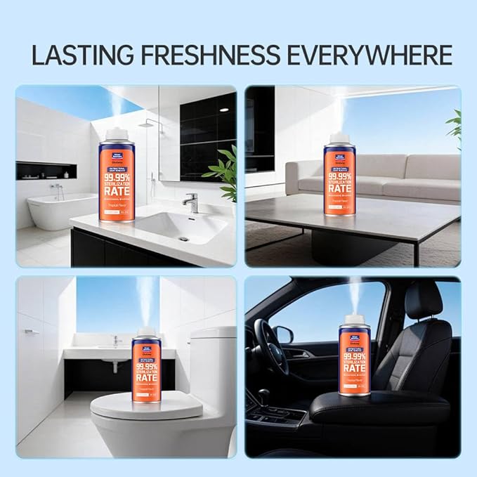 GLODWAY Car Air Freshener Spray, Tropical Flavor Scent, 6 OZ Odor Eliminator,4 Pack, for Cars, Trucks, RVs, Home