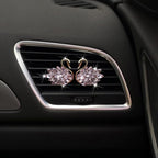 Katutude 2 Pcs Crystal Swan Car Air Vent Clips with Rose Scent, Pink