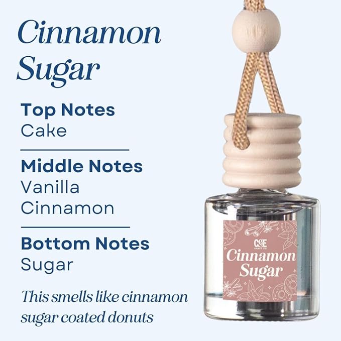 CE Craft Cinnamon Sugar Car Air Hanging Fragrance Oil Diffuser – Freshener for Essential Oils, Scents Aromatherapy Automobile Diffuser, Long Lasting Bottle