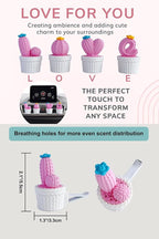 Cute LOVE Cactus Air Vent Decorations, Car Air Freshener Vent Clip with Aroma Pad, 4 Pack Vent Clips Accessories for Women Car Decor Gifts (Pink LOVE, Tasteless)