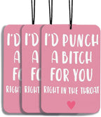 I'd Punch A B Funny Car Air Fresheners Pink Hanging Car Accessories 3Pcs, Cute Air Freshener for Car Funny Gifts for Women Sister Best Friends Gift for Women Mothers Day Gifts(Real)