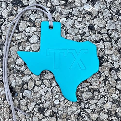 Air Flair | Leather Car Air Freshener | TX Shape TX Brand (4) Cabana Breeze Scent, Turquoise)