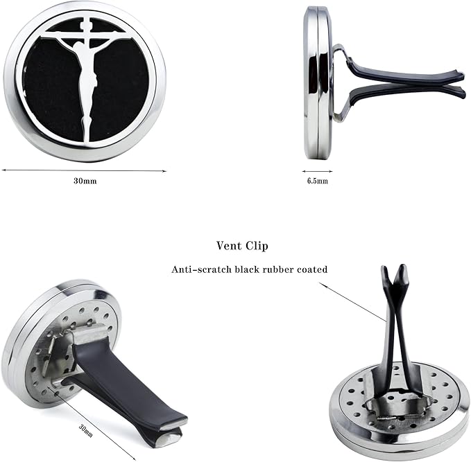 Christian Cross 30mm Aromatherapy Car Essential Oil Diffuser Vent Clip