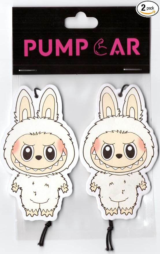 PumpCar car air freshener 2-piece double-sided The Monsters hanging cherry-scented for rearview mirror Car Interior Accessories Household Gifts (Soy Milk, Cherry)