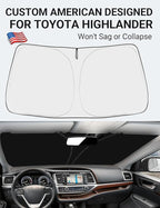 Proadsy 2026 Upgrade Front Windshield Sun Shade Foldable Sunshade Protector Custom Fit 2014-2019 Highlander LE XLE SE Limited Hybrid SUV Accessories