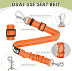 Lukovee Dog Seat Belt for Car, Adjustable Dog Car Harness for Large Medium Small Dogs, Soft Padded & Breathable Mesh Dog Seatbelt with Car Strap and Carabiner (Orange,S)