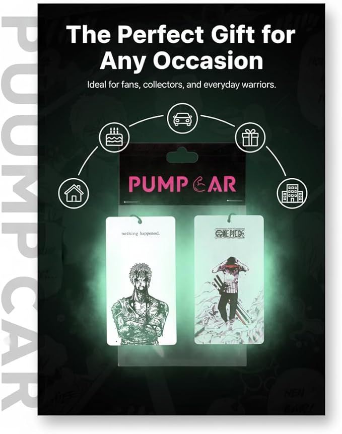 PumpCar 2 pieces Zoro double-sided hanging Japanese anime vanilla-scented One Piece car air freshener Cool anime hanging air fresheners for rearview mirror Car Interior Accessories Household Gifts