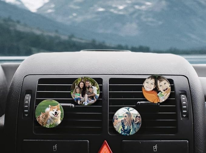 WIRESTER Personalized Car Air Vent Clip with Your Photo, Fresh Scented Car Air Freshener Vent Clip, Decorative Accessories, Interior Decoration for Cars