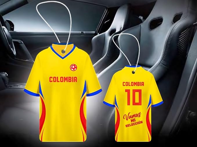 Car Air Freshener Assorted 12 Pack Fan Team Jersey USA|MEXICO|COLOMBIA|BRAZIL ARGENTINA|VENEZUELA Long- Lasting (Team Colombia, Mix 3 Bubble Gum, 3 New Car,3 Vanilla Black,3 Crystal Black)