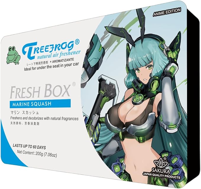 YirehStore Air Freshener TreeFrog Fresh Box Marine Squash 4-Packs, Anime Edition, Presentable Design and Bolder Smell on Console Center