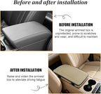 Car Center Console Cover, PU Leather Vehicle Armrest Seat Box Cover Protector, Comfortable Automotive Interior Arm Rest Cushion Pad Accessories, Universal for SUV Sedan Truck (Beige)