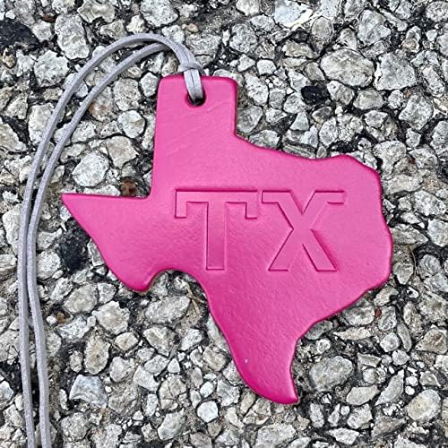 Air Flair | Leather Car Air Freshener | TX Shape TX Brand (2) Warm Vanilla Sugar Scent, Fuchsia)