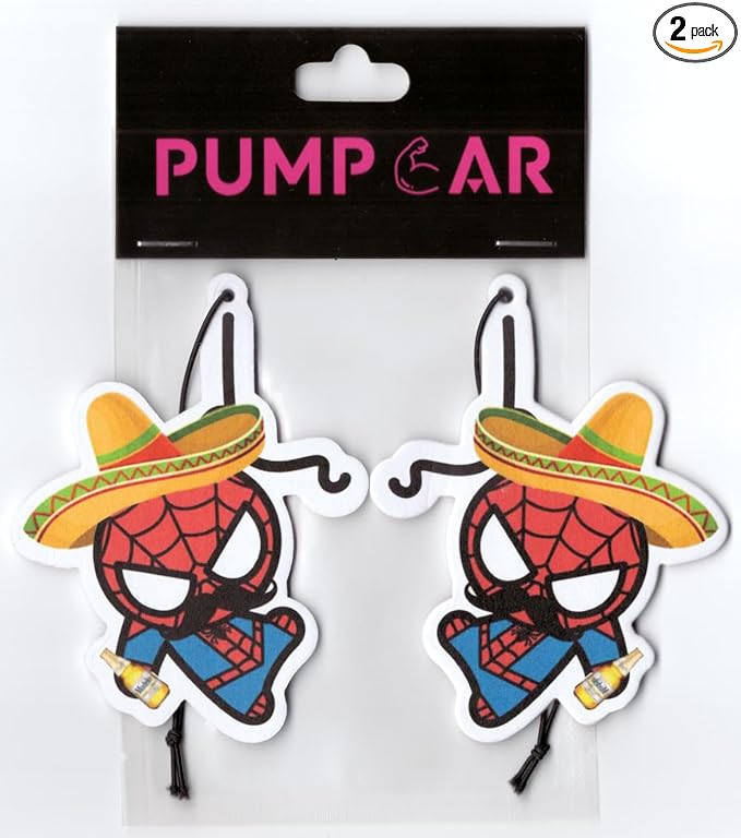 PumpCar 2 pieces spidey mexico double-sided hanging cartoon cherry-scented funny car air freshener Cool spider hanging for rearview mirror Car Interior Accessories Gifts