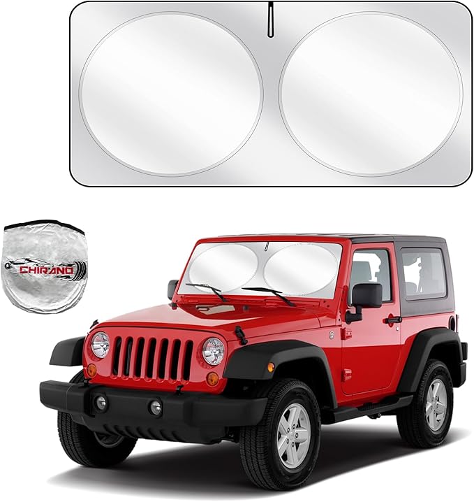 Upgraded Sunshade, Improved UV Protection Fabric, Foldable Front Sun Shade, Custom Accessories for 2018-2025 Jeep Wrangler
